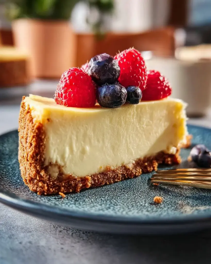 Unwiderstehlicher Käsekuchen-Slice auf einem Teller