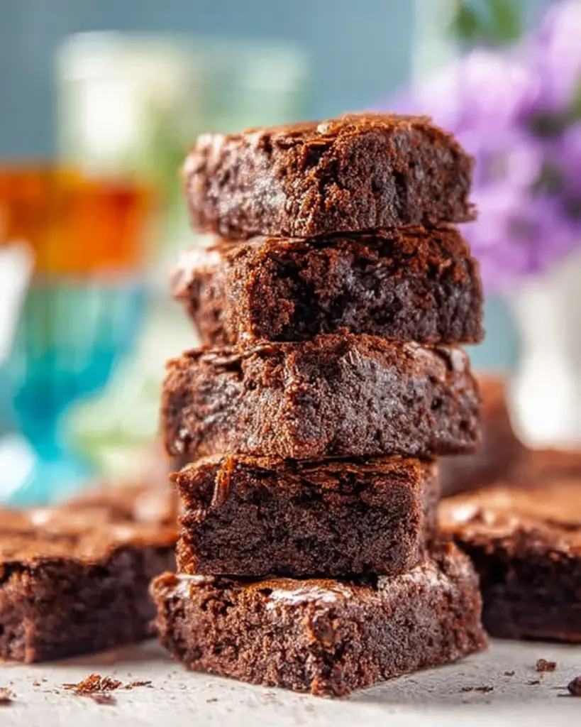 Frisch gebackene Schokoladenbrownies auf einem weißen Teller
