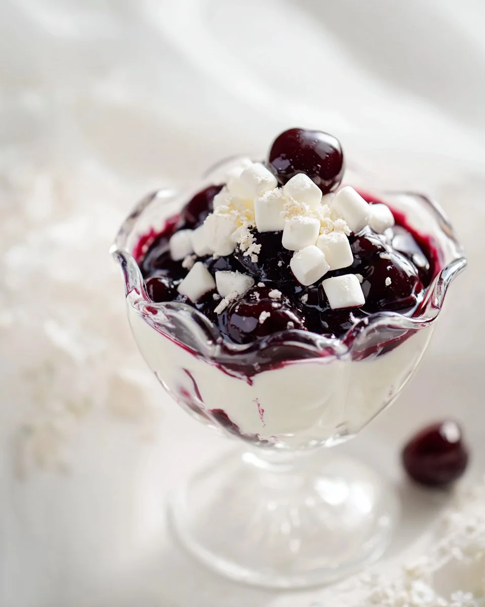 Mascarpone- und Kirschdessert in einer eleganten Glasschale serviert
