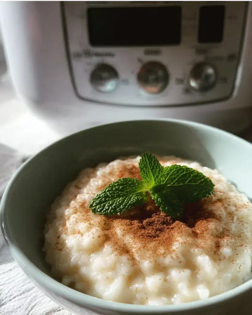 Schüssel mit Milchreis, verfeinert mit Kokosmilch und frischen Früchten
