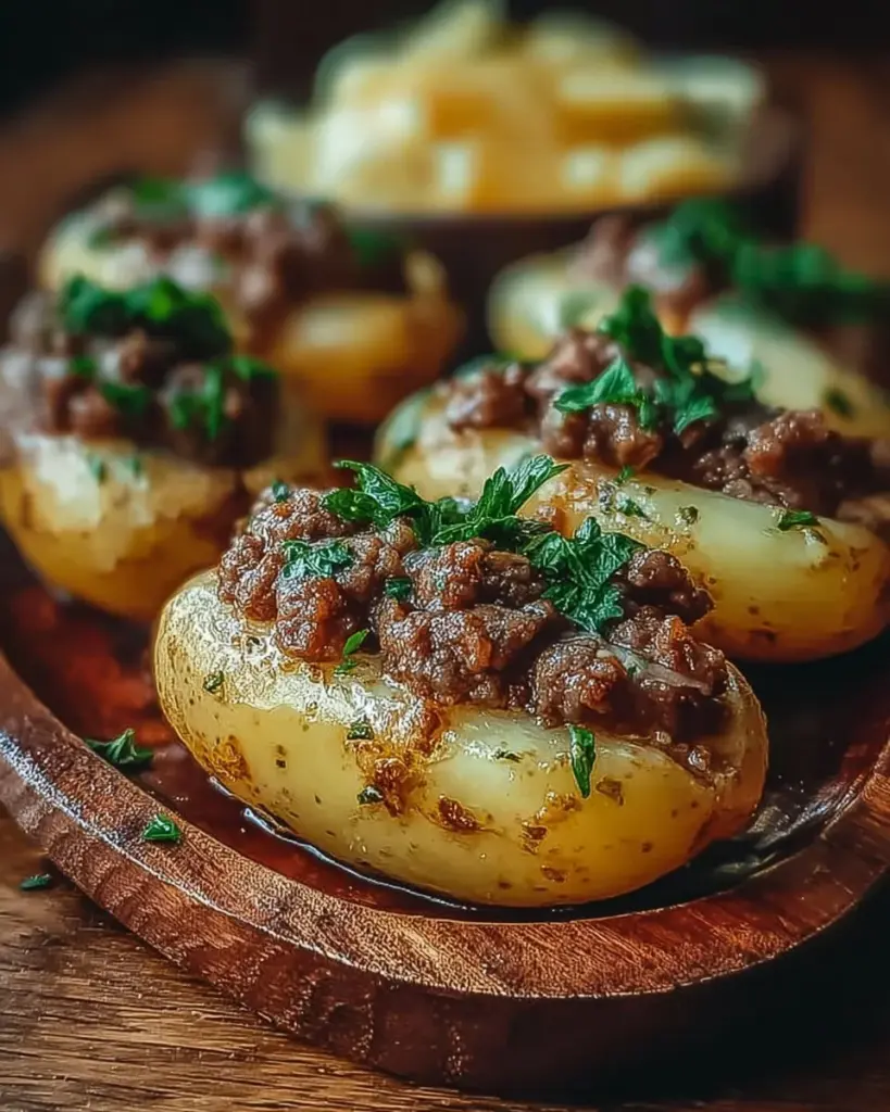 Hausgemachte Ofenkartoffeln frisch aus dem Ofen, goldbraun und knusprig.