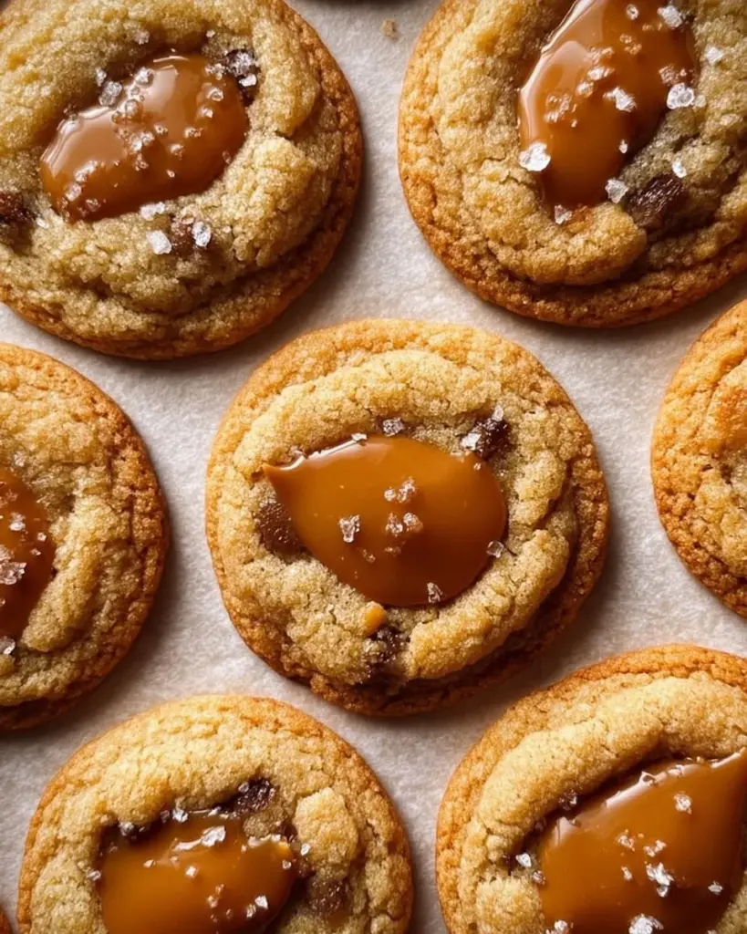 Salzige Karamellkekse auf einem Teller, frisch gebacken und lecker.