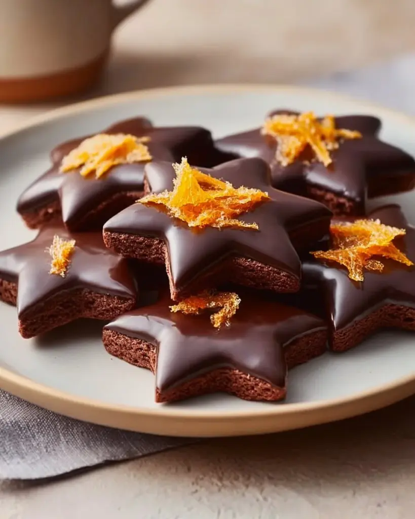 Leckere Schoko-Orangen-Sterne mit Schokolade und Orangenaroma