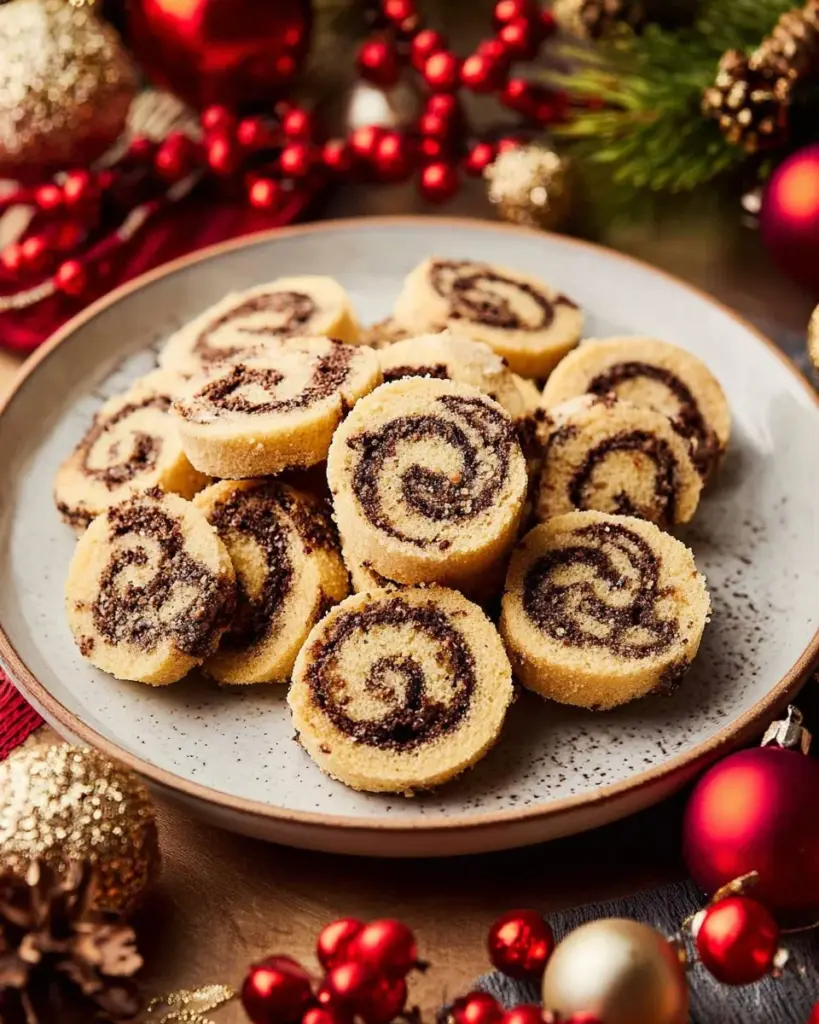 Schokoladen- und Vanillekekse auf einem Teller, frisch gebacken