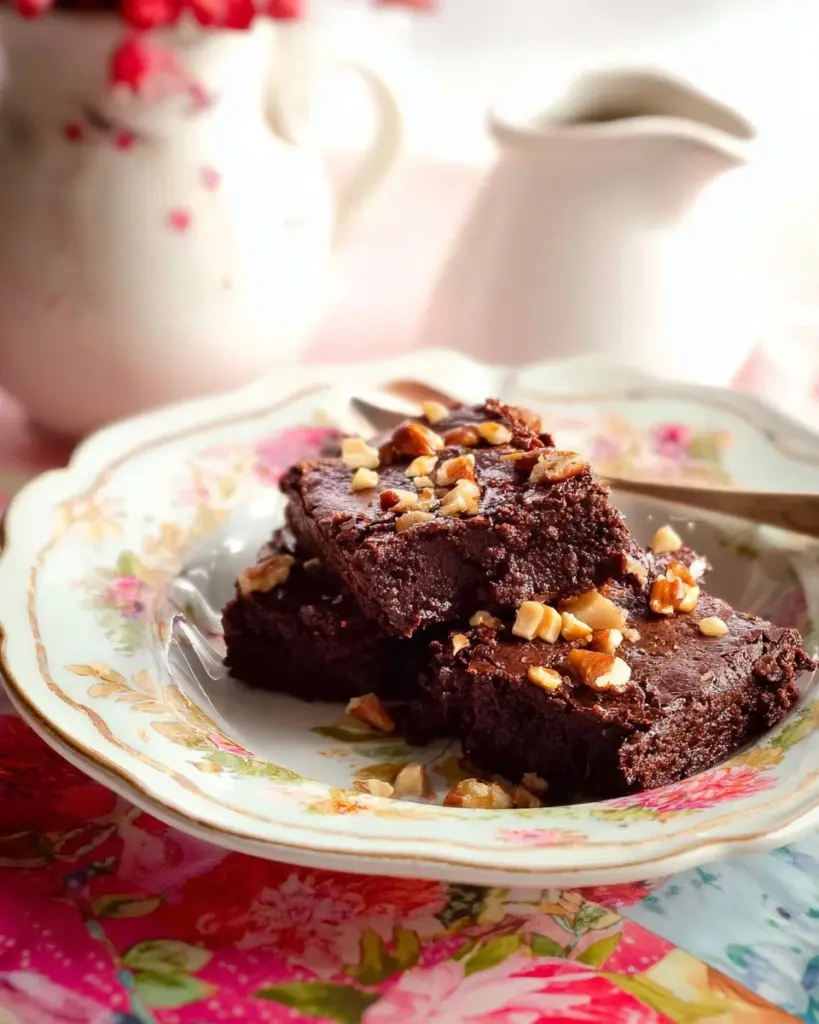 Köstliche Schwarze Bohnen Brownies auf einem Teller, glutenfrei und schokoladig.