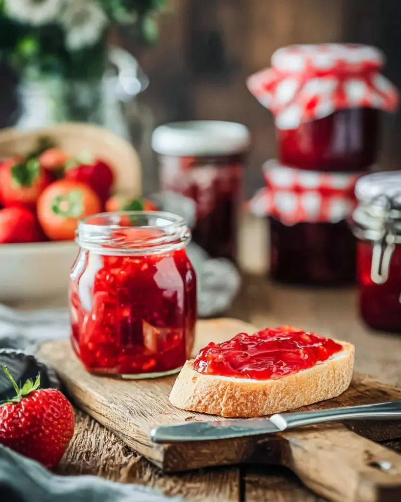 Sommer-Schichtdessert mit Waldfrüchten und Erdbeeren in einer Glasschale