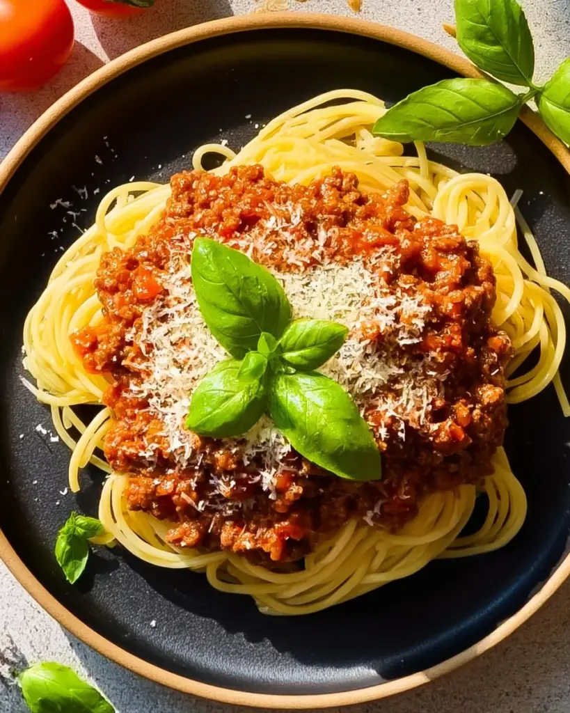 Delikate Spaghetti Bolognese mit frischen Zutaten und würziger Soße