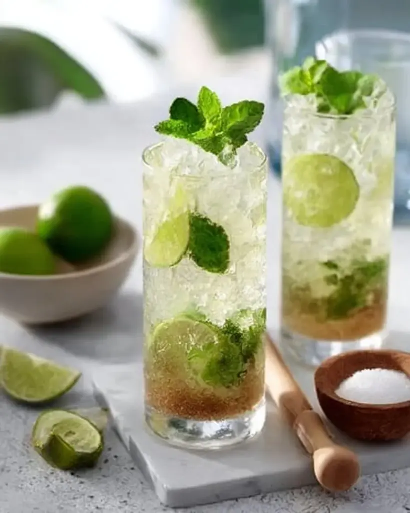 Erfrischender Virgin Mojito mit Minze und Limette in einem Glas