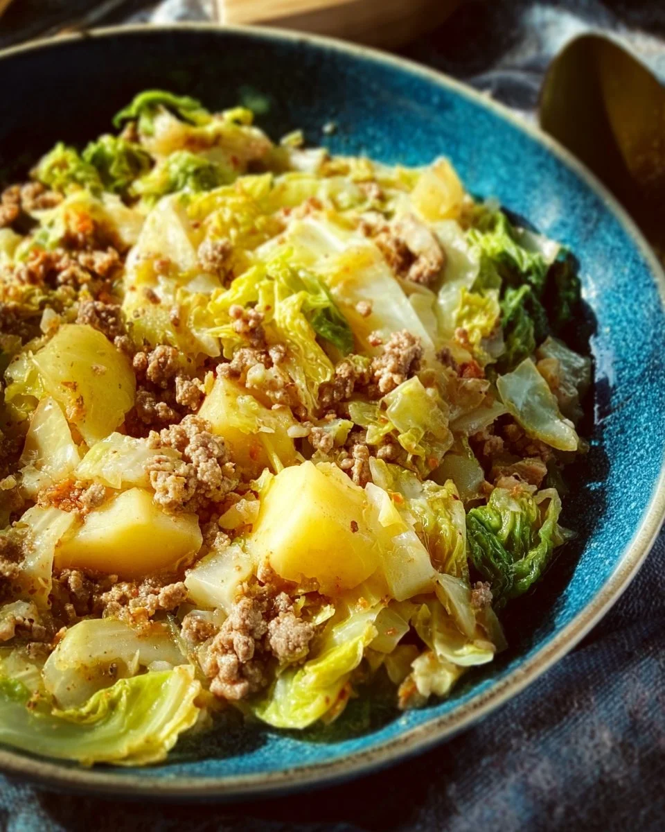 Eine Schüssel mit leckerem Wirsing-Eintopf, perfekt für kalte Tage.