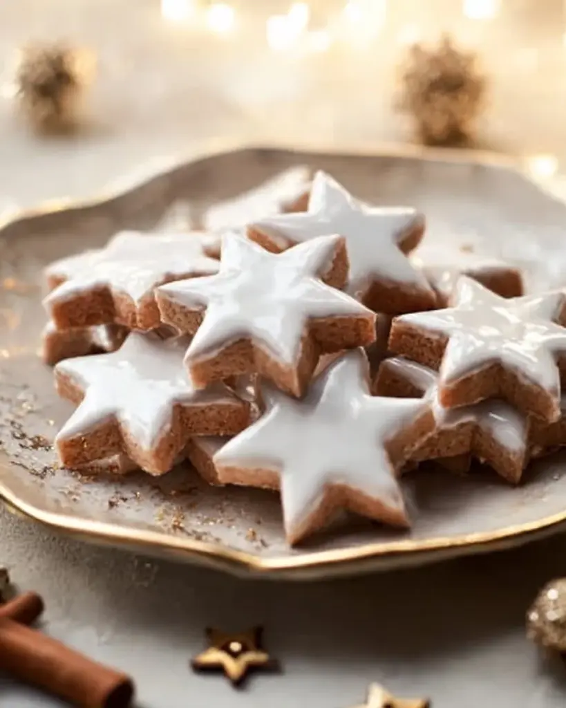 Leckere Zimtsterne, traditionelle Weihnachtsplätzchen aus Deutschland