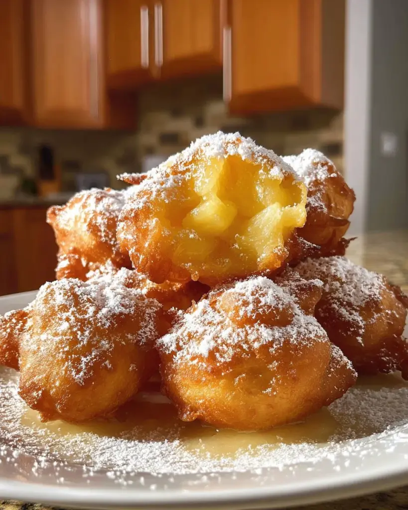 Leckere Ananas-Krapfen mit frischer Ananas und goldbrauner Kruste