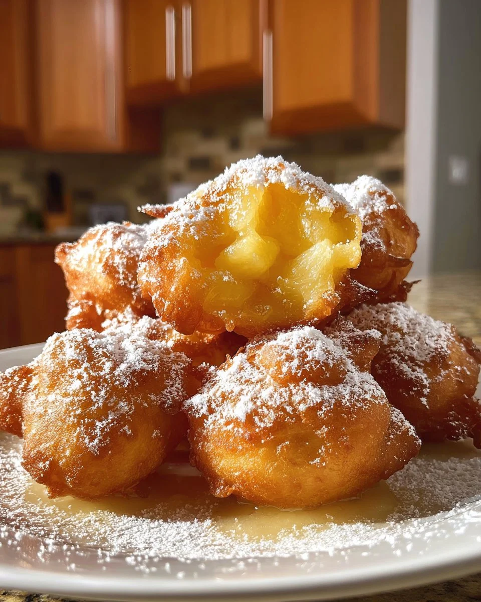 Leckere Ananas-Krapfen mit frischer Ananas und goldbrauner Kruste