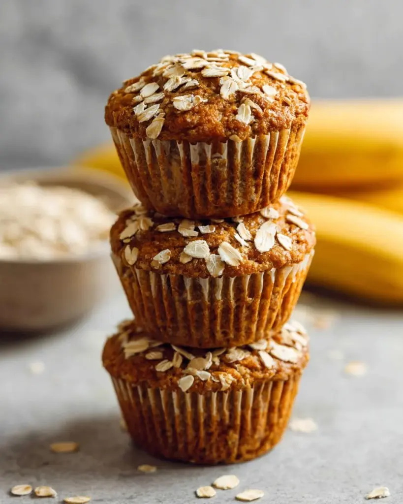 Bananen Haferflocken Muffins frisch gebacken und serviert