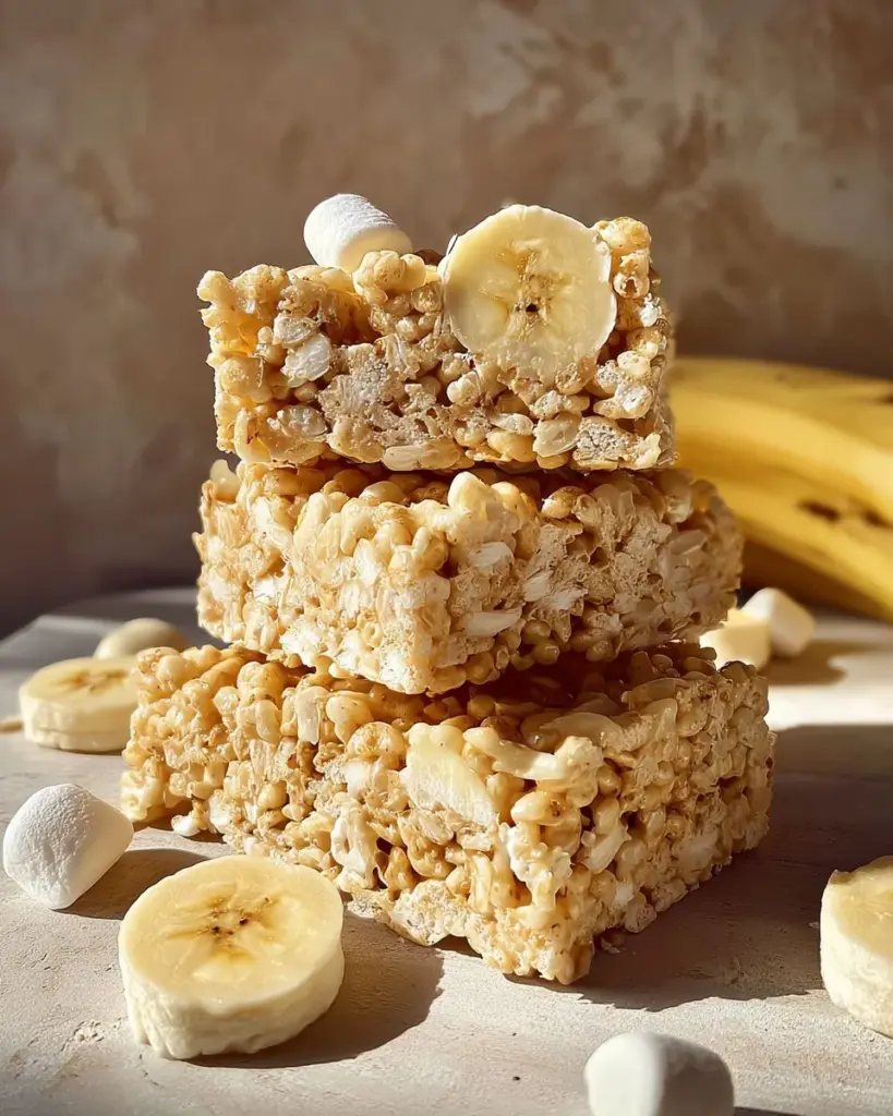 Köstlicher Bananenpudding mit Reis-Krispies und Bananenscheiben