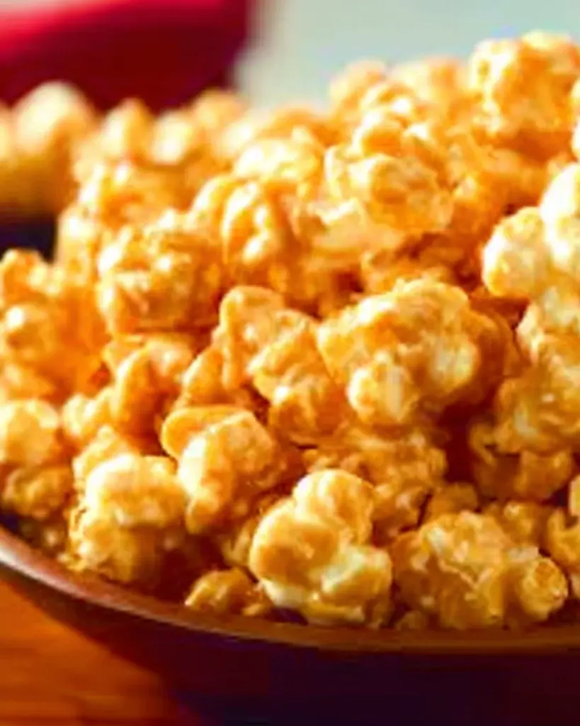 Leckeres Karamell-Popcorn in einer Schüssel, ideal für Filmabende