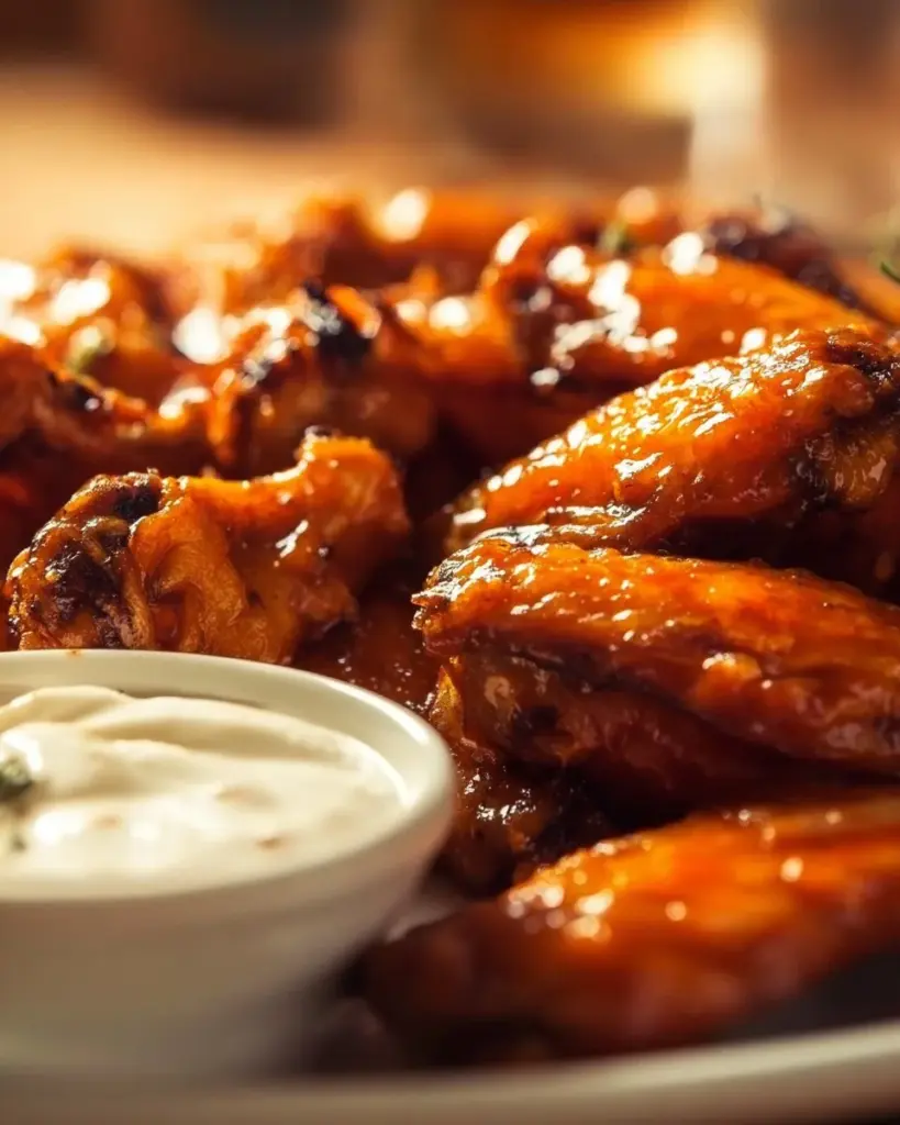 Köstliche Buffalo Wings auf einem Teller, perfekt für jedes Event.
