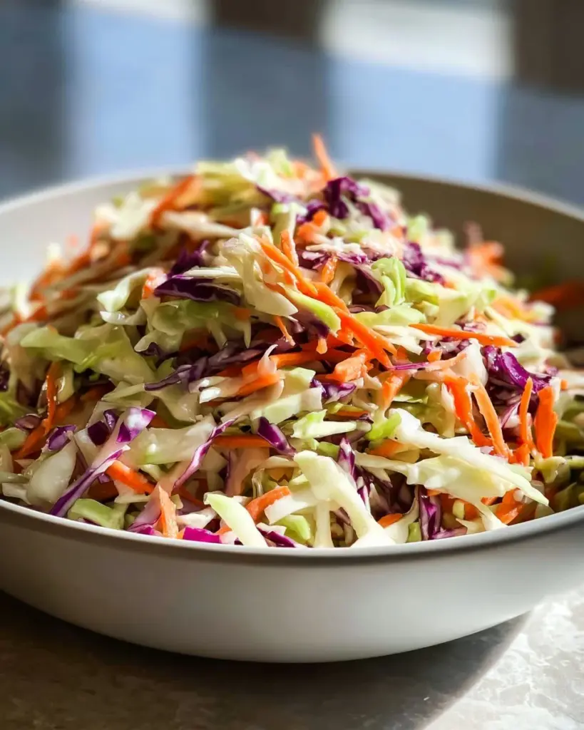Frischer Coleslaw mit Weißkohl und Karotten in einer Schüssel