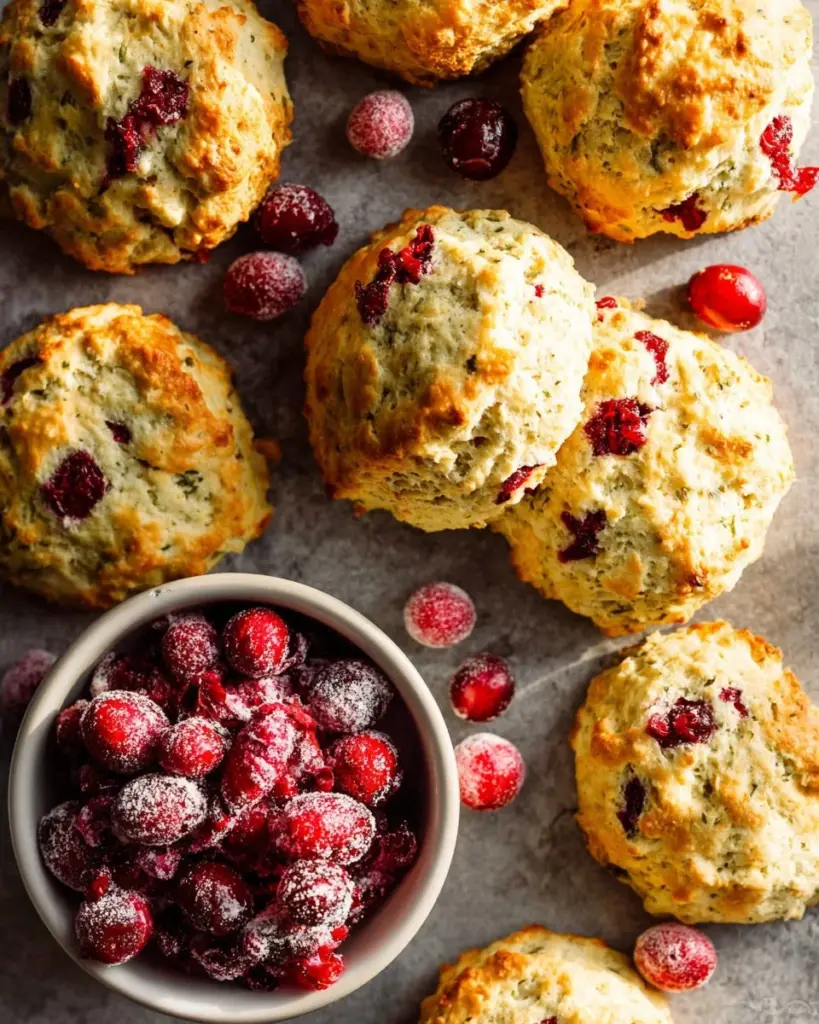 Leckere Cranberry Scones frisch gebacken auf einem Teller