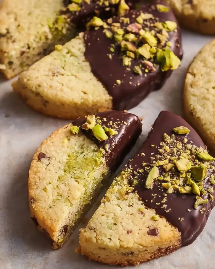 Pistazien-Shortbread-Kekse, buttrig und mit Pistazien gefüllt