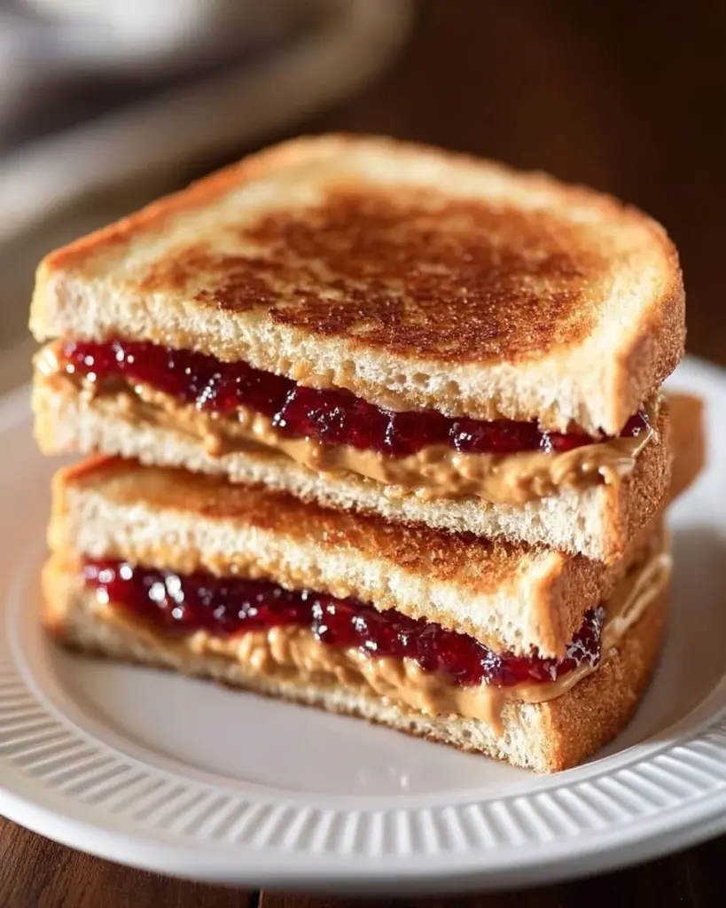 Frittierte Erdnussbutter und Gelee Sandwich auf einem Teller