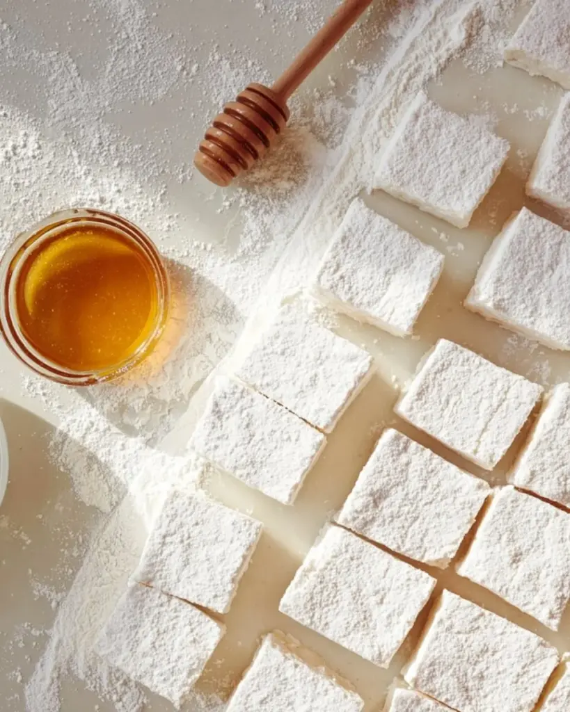 Leckere Honig-Marshmallows auf einem Teller