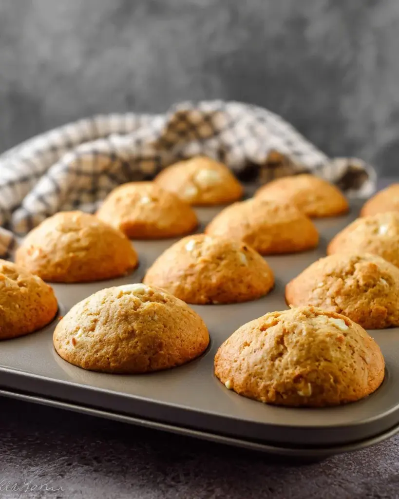 Hüttenkäse-Muffins auf einem rustikalen Holzuntergrund