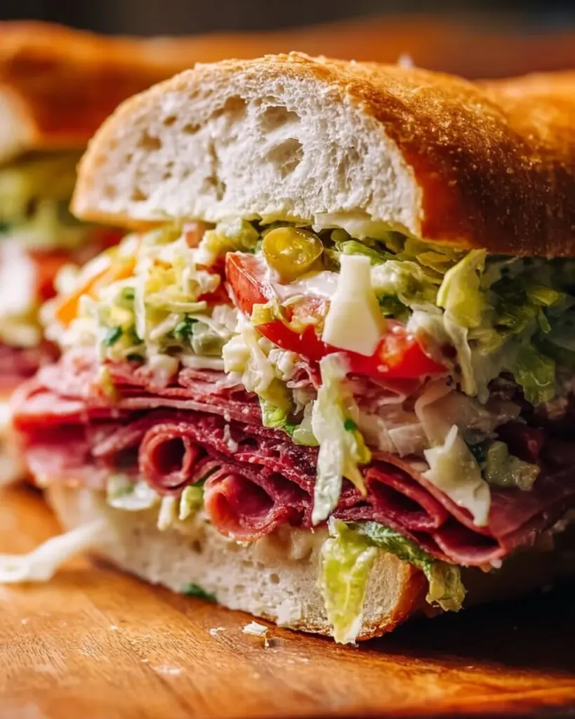 Italienischer Grinder-Salat-Sandwich mit frischen Zutaten und aromatischen Gewürzen