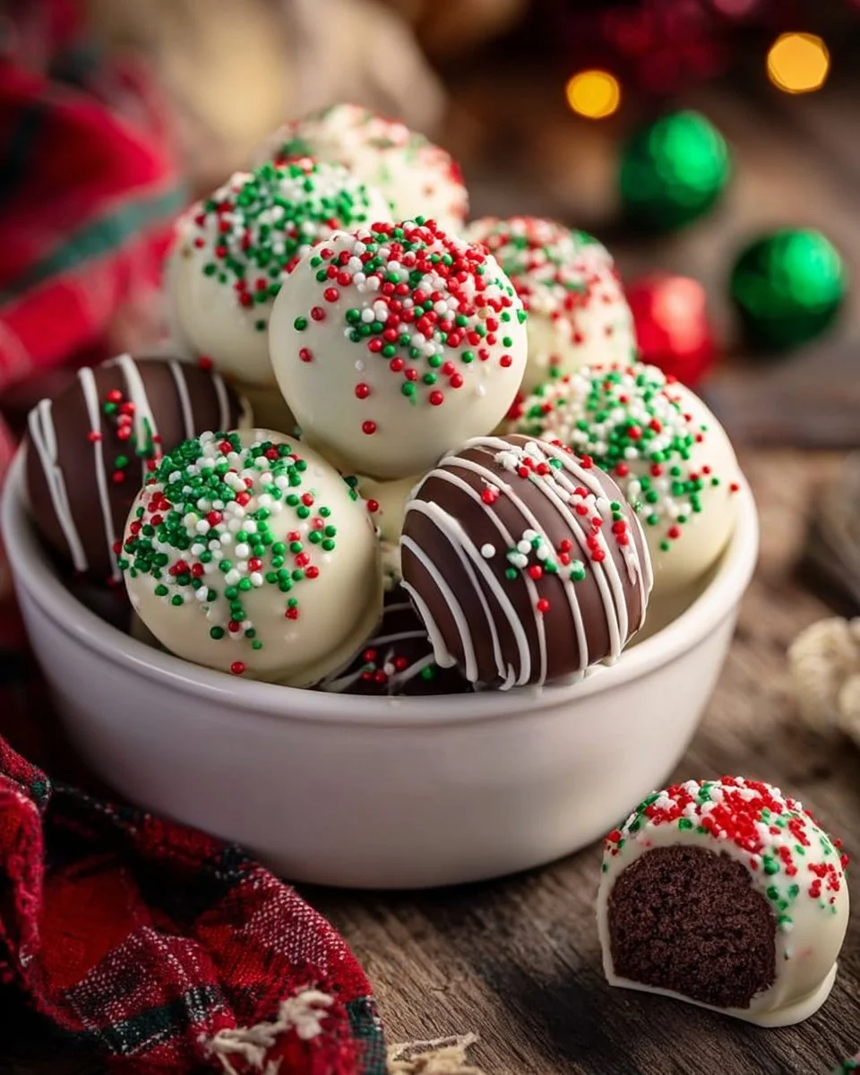 Leckere Weihnachts-Oreo-Trüffel ohne Backen auf einem festlichen Tisch