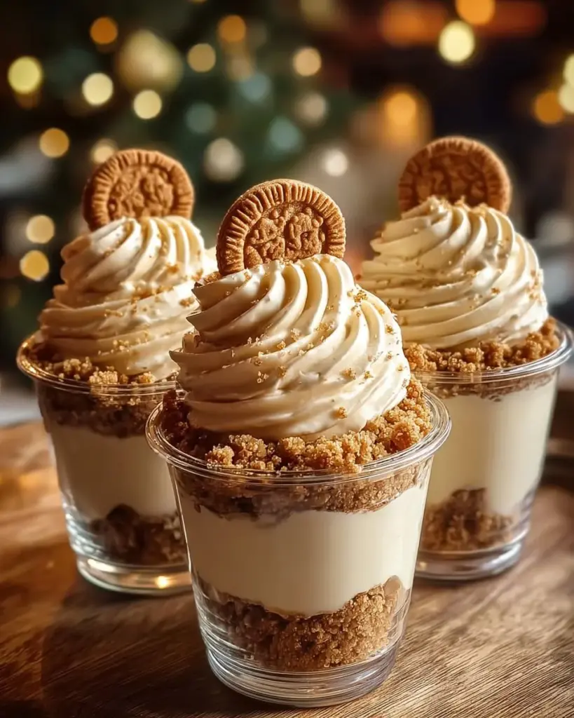 Keksebutter-Cheesecake-Becher mit leckerer Creme und Keksstückchen