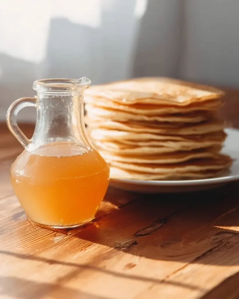 Flasche Kokosnuss-Buttermilchsirup auf einem Holztisch