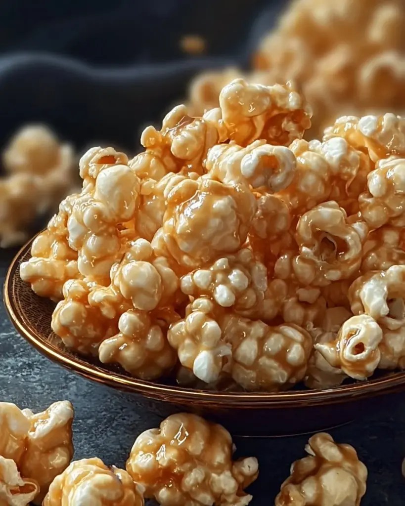 Leckeres Bild von Marschmallow-Karamell-Mais als süßer Snack.