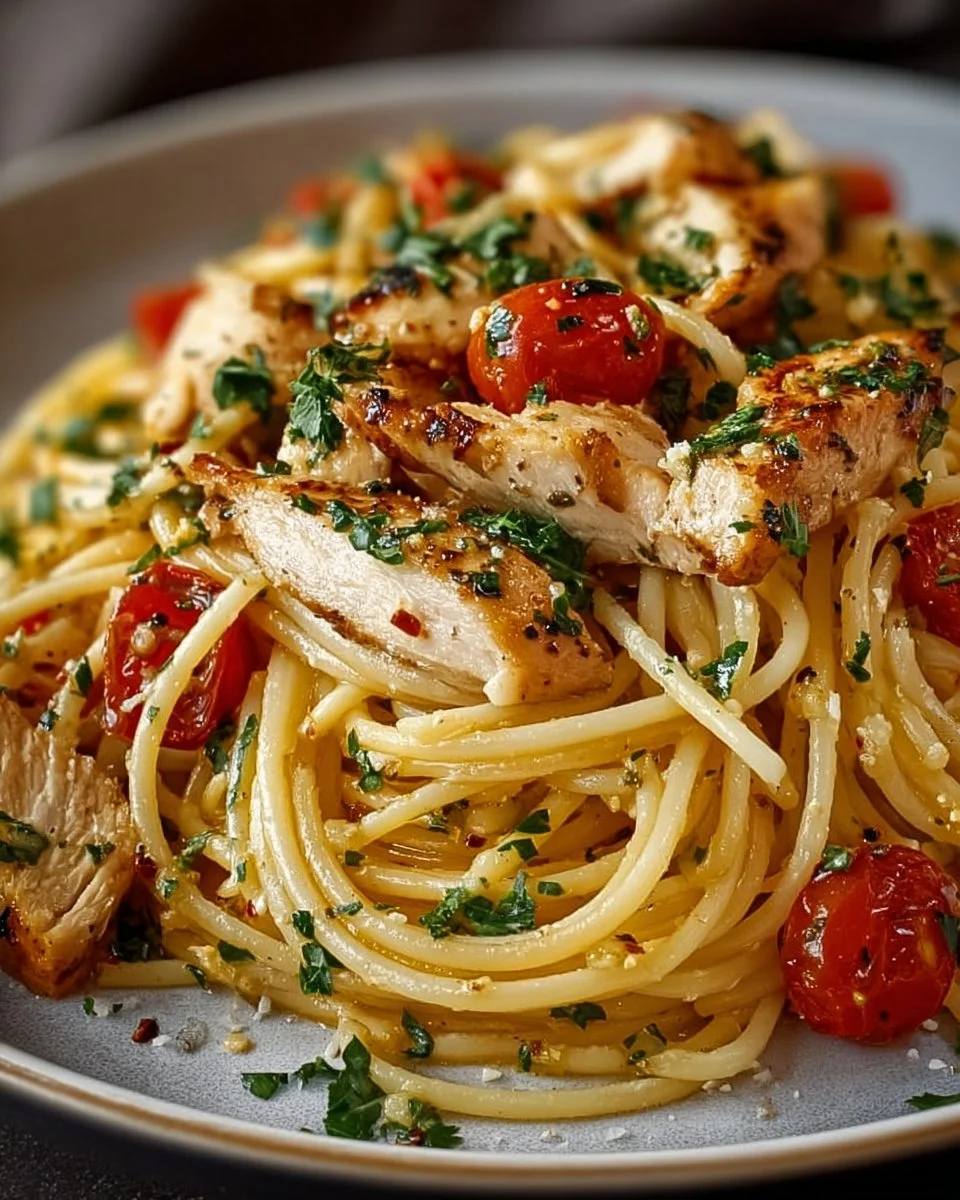 Montgomery Hähnchen-Spaghetti mit frischen Zutaten und auserlesenen Gewürzen