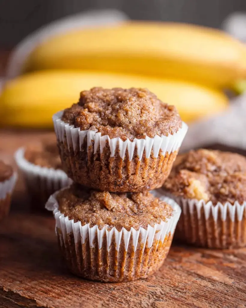 Paleo Kokosmehl Bananenmuffins auf einem Holzbrett