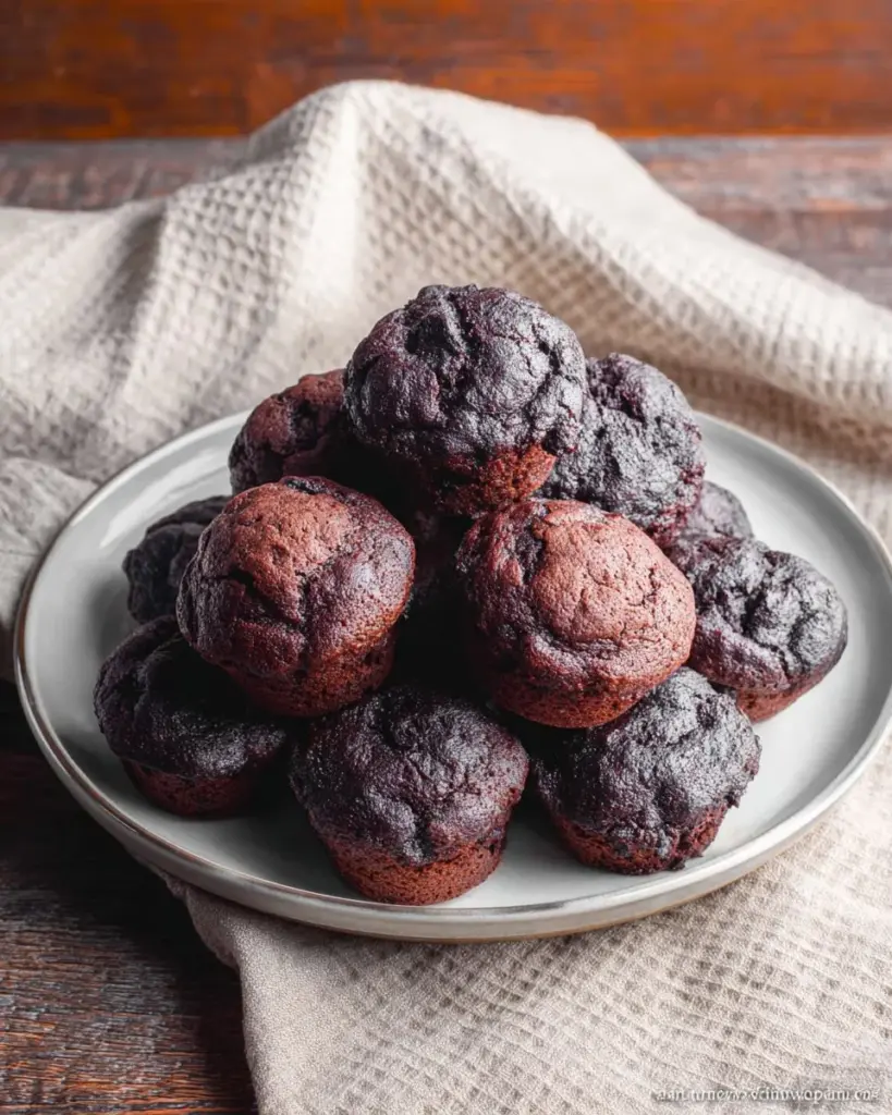 Schokoladen-Protein-Mini-Muffins auf einem Teller