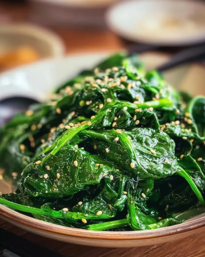 Sigeumchi Namul - koreanischer Spinat-Salat mit Sesam und Gewürzen