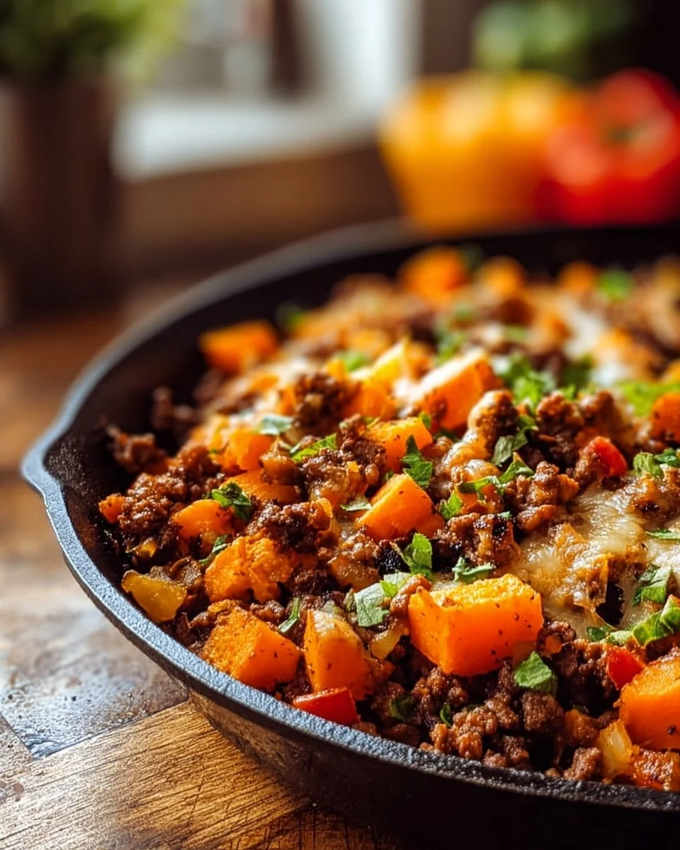 Tex-Mex Süßkartoffel-Hash mit Rinderhackfleisch