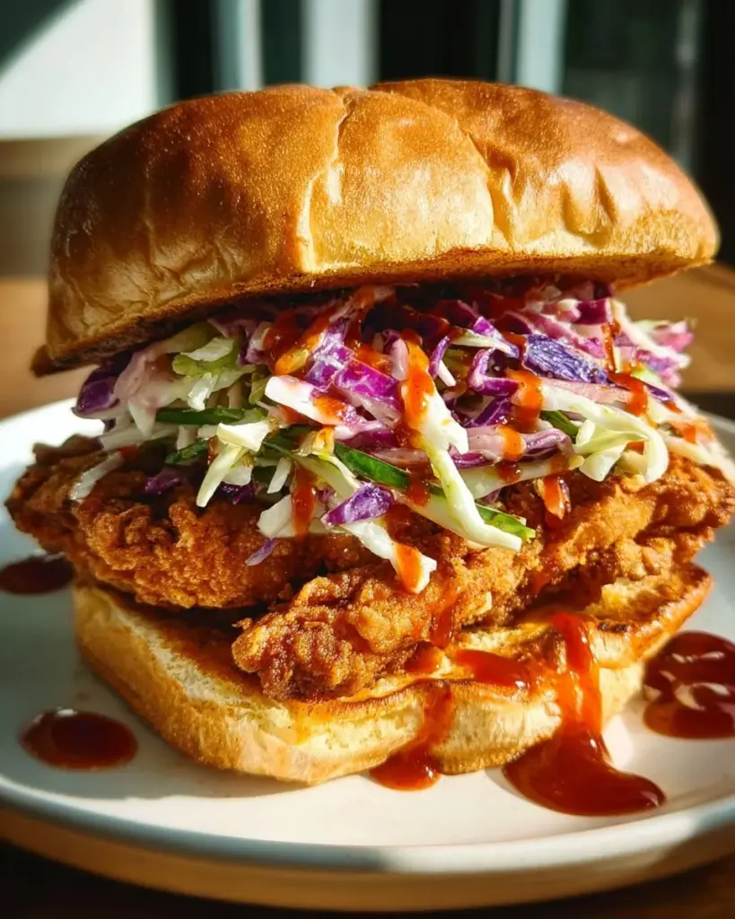 Thailändisches gebratenes Hähnchen-Sandwich mit frischen Zutaten