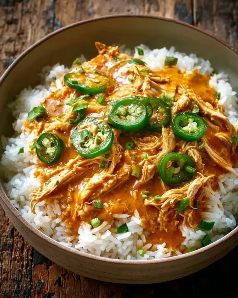 Würzige Jalapeño-Hähnchen-Cremesauce in einer Schüssel serviert.
