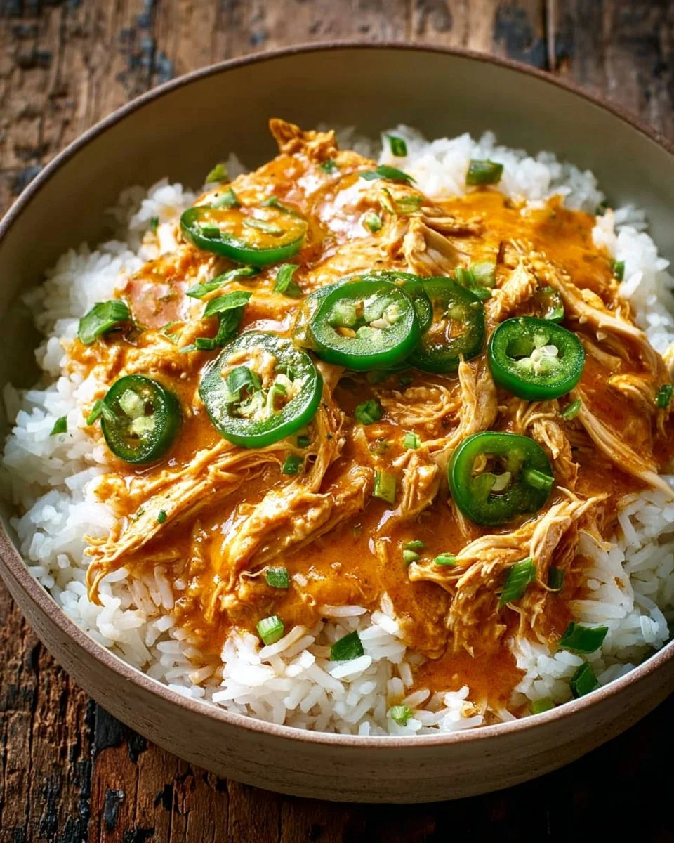 Würzige Jalapeño-Hähnchen-Cremesauce in einer Schüssel serviert.