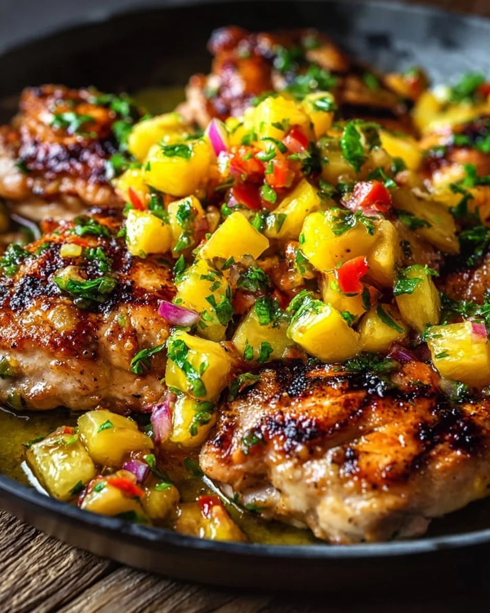 Zitronen-Ingwer-Hühnchen mit Ananas-Mango-Salsa