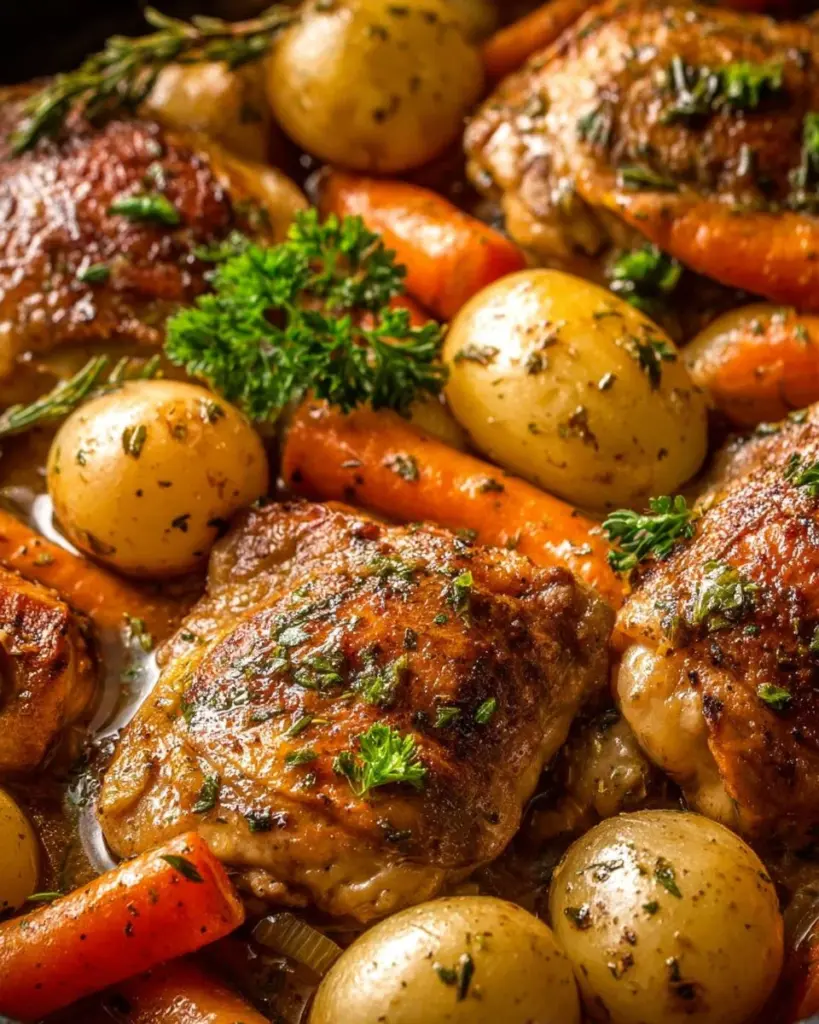 Herzhafte Crockpot Hähnchen und Kartoffeln im Slow Cooker zubereitet