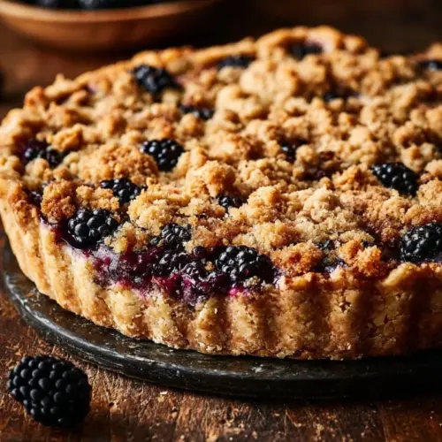 Schwarzbeer-Crumble-Pie mit knuspriger Kruste und süßer Füllung