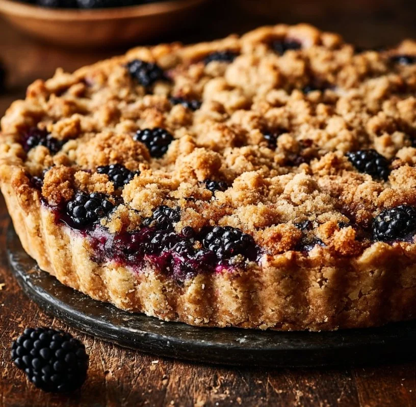 Schwarzbeer-Crumble-Pie mit knuspriger Kruste und süßer Füllung