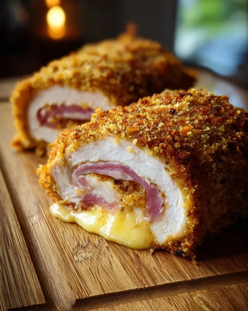 Leckeres Cordon Bleu auf einem Teller angerichtet