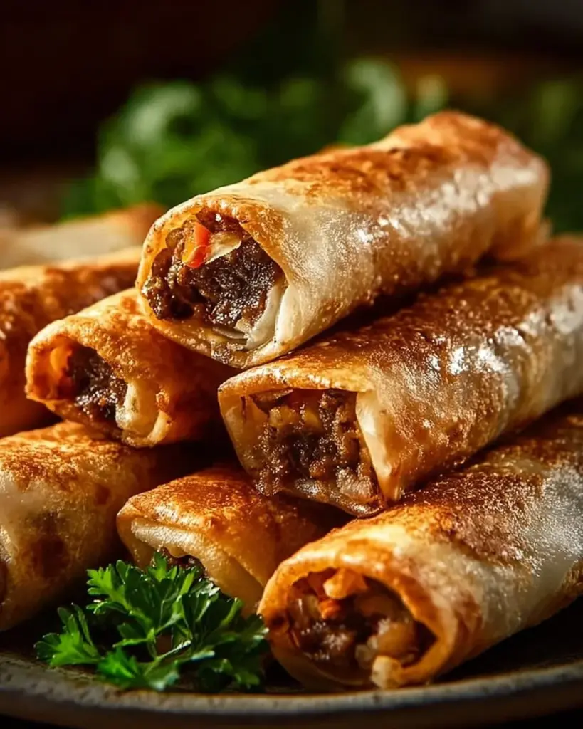 Keto Philly Cheesesteak Roll-Ups auf einem Holzbrett serviert