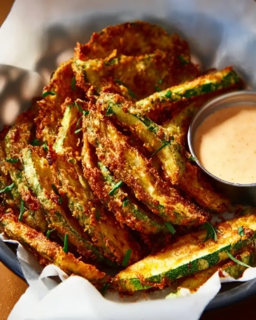 Knusprige gebackene Keto-Zucchini-Pommes aus frischen Zucchini
