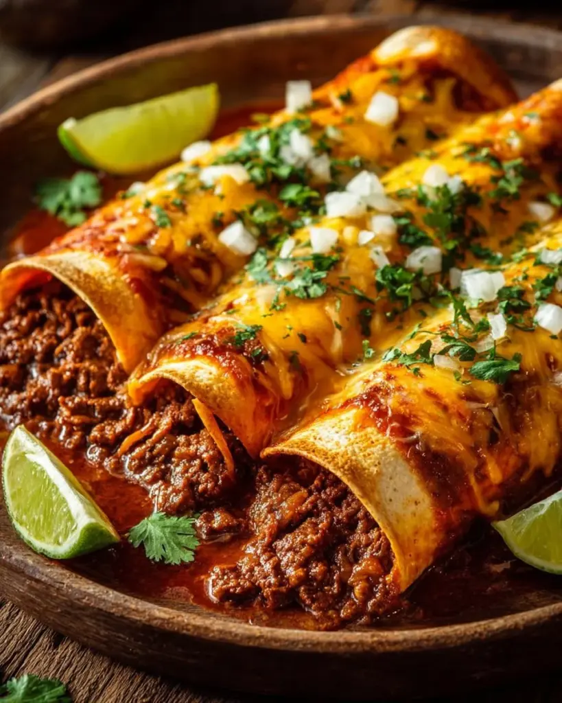 Leckere Birria-Enchiladas gefüllt mit würziger Birria und serviert mit Salsa.