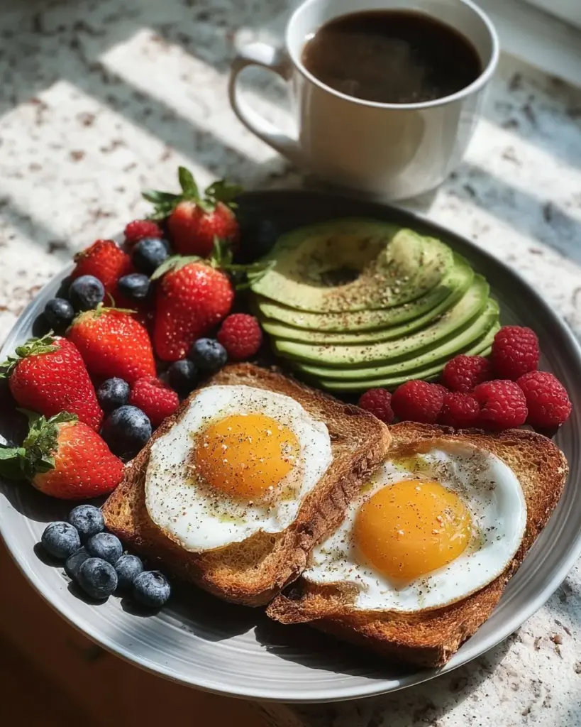 Romantisches Frühstückstablett mit Blumen und Frühstücksadichtellungen