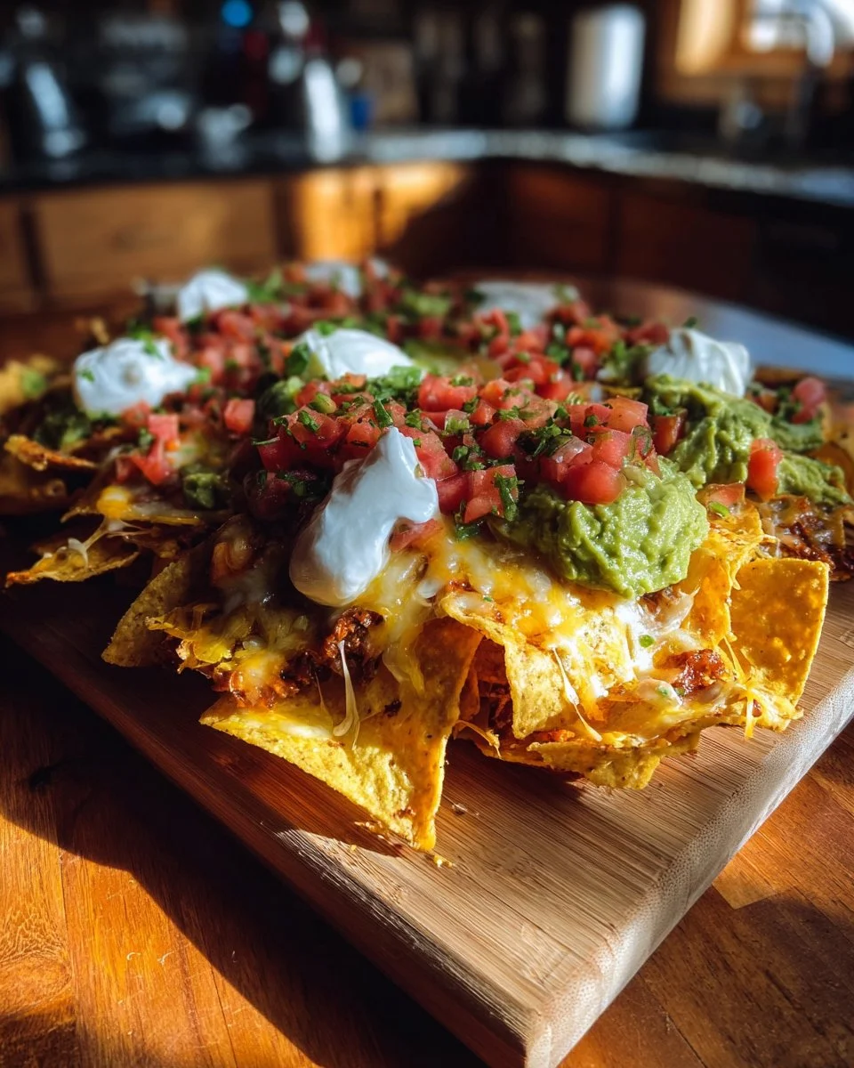 Leckere Super Bowl Nachos mit Käse, Salsa und Jalapeños für perfekten Spieltagsgenuss