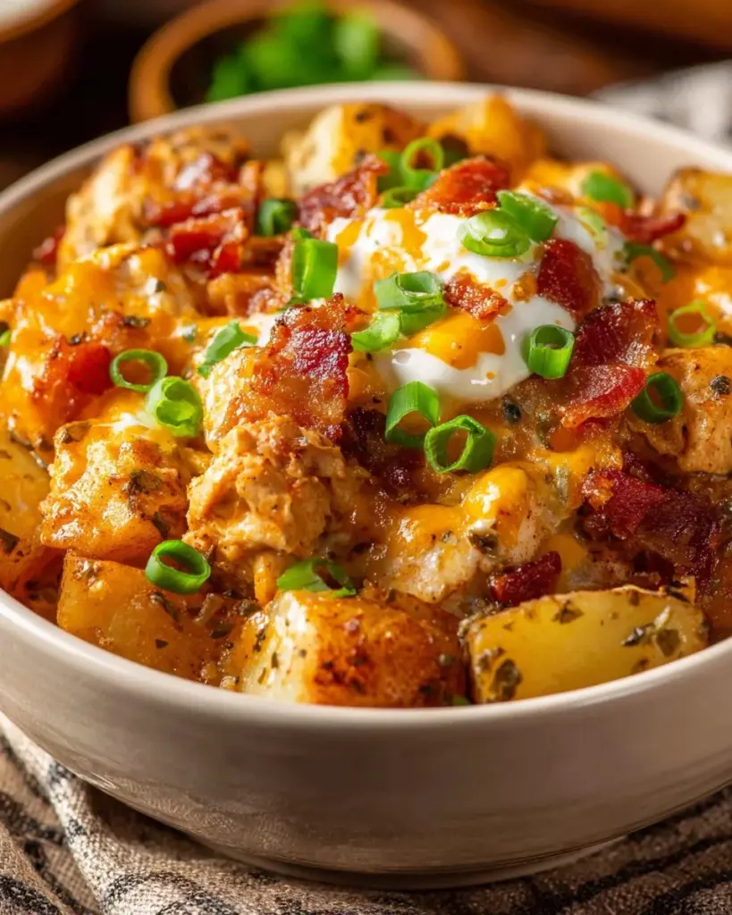 Leckerer Hähnchen Kartoffelauflauf aus dem Slow Cooker